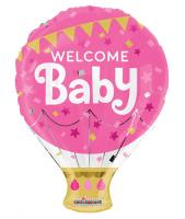 Rosa Folieballong Babyshower - Welcome Baby