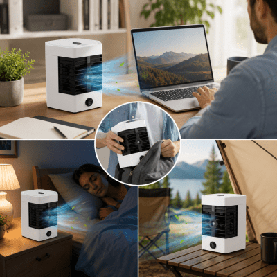 Arctic Pro Luftkylare med Fläkt och Luftfuktare – Portabel Mini Air Cooler