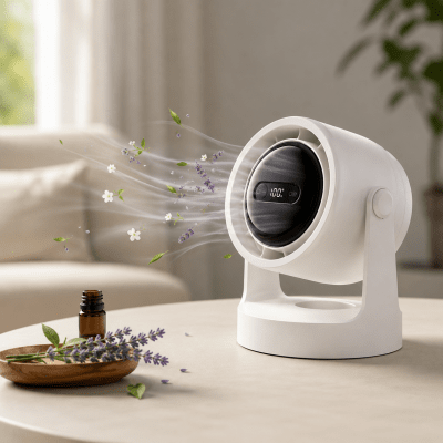 Uppladdningsbar Mini Fläkt med LED-Ljus & Aromaterapi – 100 Hastigheter