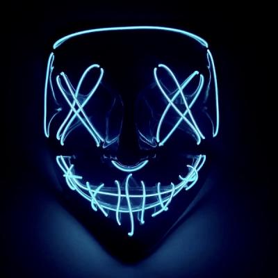 Halloween El Wire Purge LED Mask Blå