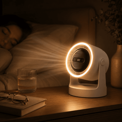 Uppladdningsbar Mini Fläkt med LED-Ljus & Aromaterapi – 100 Hastigheter