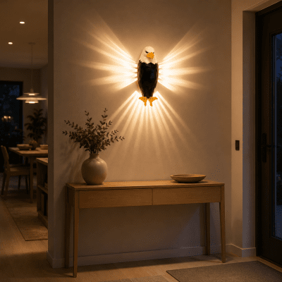 LED Vägglampa Örn med 3D-Ljuseffekt – Batteridriven LED Dekorationslampa
