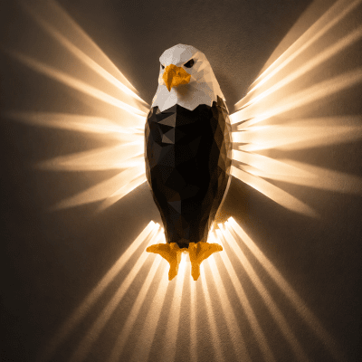 LED Vägglampa Örn med 3D-Ljuseffekt – Batteridriven LED Dekorationslampa