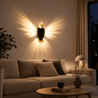 LED Vägglampa Örn med 3D-Ljuseffekt – Batteridriven LED Dekorationslampa