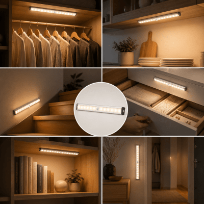 Trådlös LED-lampa med Rörelsesensor 21 cm – Dimbar & Uppladdningsbar